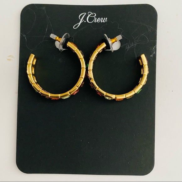 NWT: J CREW | Square Gems Hoop Earrings - Picture 2 of 4